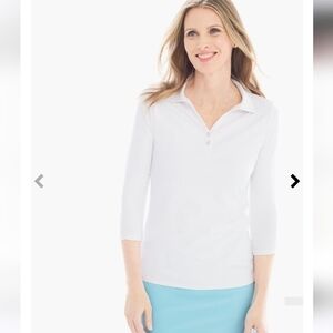 Chico's Zenergy Golf White 3/4 Sleeve Polo